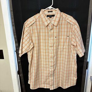Sean John Orange and White Plaid Men's Shirt